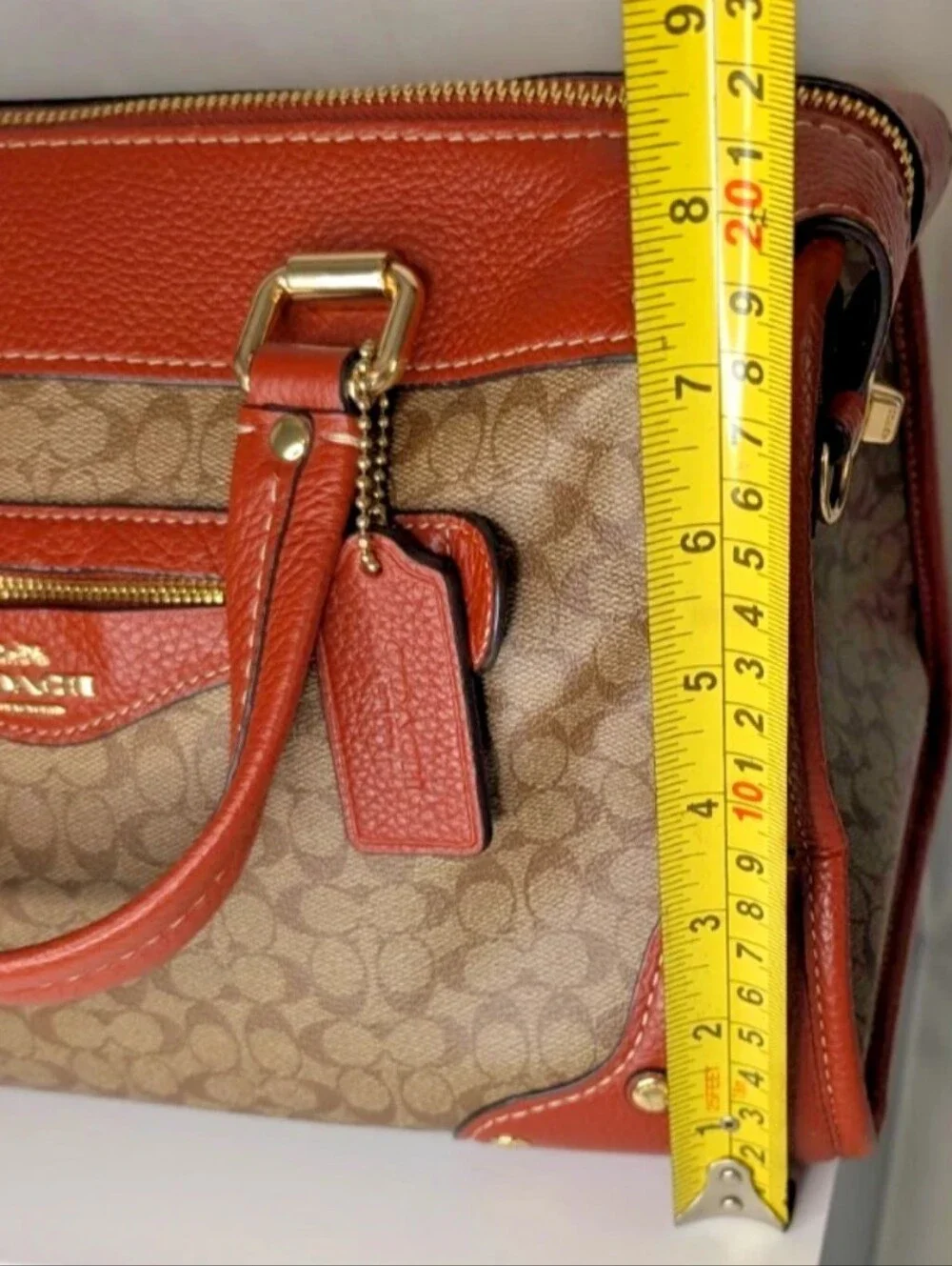 COACH MILLIE KHAKI TERRACOTTA Leather Satchel Bag STUNNING